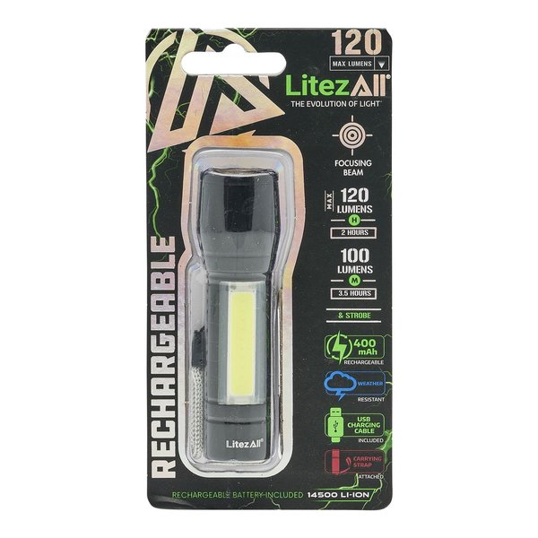 Litezall Mini Rechargeable Task Light Flashlight LA-RCHFL-8/24